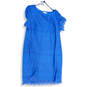 NWT Womens Blue Lace Short Sleeve Knee Length Shift Dress Size 18W image number 1