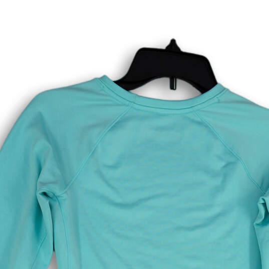 Womens Blue Round Neck Long Sleeve Activewear Pullover T-Shirt Size Small image number 4