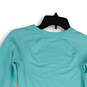 Womens Blue Round Neck Long Sleeve Activewear Pullover T-Shirt Size Small image number 4