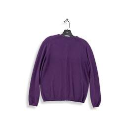 Womens Purple Long Sleeve Crew Neck Knitted Cardigan Sweater Size Medium alternative image