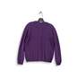 Womens Purple Long Sleeve Crew Neck Knitted Cardigan Sweater Size Medium image number 2