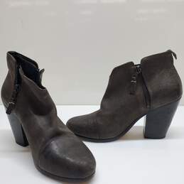 Rag & Bone Distressed Grey Margot Ankle Boots Heels Zip Women's Size 39