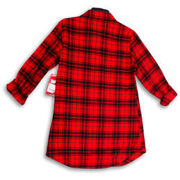 NWT Womens Red Black Plaid Collared Pocket Long Sleeve Sleepshirt Size S alternative image
