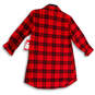 NWT Womens Red Black Plaid Collared Pocket Long Sleeve Sleepshirt Size S image number 2
