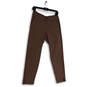 Womens Brown Flat Front Elastic Waist Pockets Pull-On Ankle Pants Size 4 image number 1