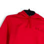 Womens Red Long Sleeve Kangaroo Pocket Drawstring Pullover Hoodie Size S image number 3