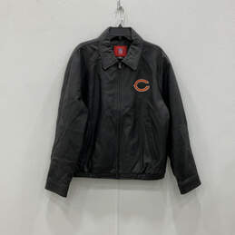 Mens Black Chicago Bears Long Sleeve Pockets Full-Zip Jacket Size Large