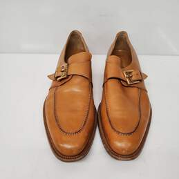 Bruno Magli MN's Tan Leather Monk Strap Handcrafted Dress Shoes Size 11M