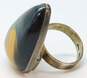 Signed Artisan 925 Blue & Brown Tigers Eye Split Triangle Cabochon Statement Ring 14.1g image number 5