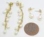 14K Gold White Pearl Drop & Beaded Chain Dangle Post Earrings Variety 3.9g image number 6