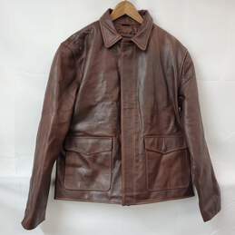 Vintage Genuine Leather Full Zip Brown Jacket Men's XL