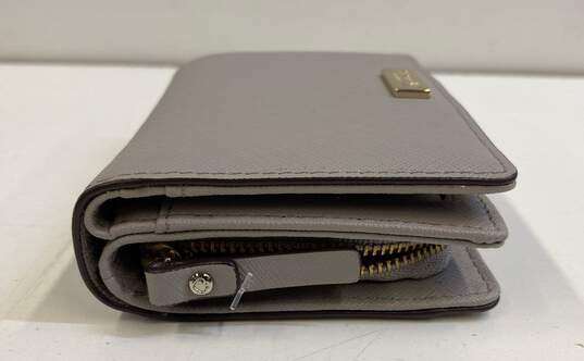 Kate Spade Gray Leather Bifold Coin Card Zip Organizer Wallet image number 3