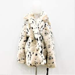 VTG Tudor Court by Haband Women's Faux Fur Snow Leopard Animal Print Coat Size L