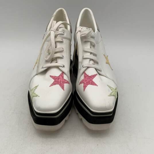 Stella McCartney Womens White High Heel Sneaker Shoes W/Colored Stars Size 36 image number 3