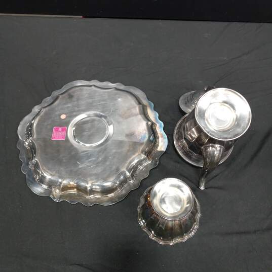 3pc Assorted Silver Plated Dinnerware Bundle image number 2