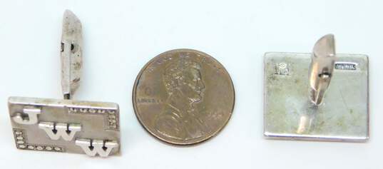 Vintage Sterling Silver JWW Monogrammed Square Cufflinks 14.8g image number 5