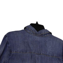 NWT Womens Blue Denim Long Sleeve Pockets Button Front Shirt Dress Size 2
