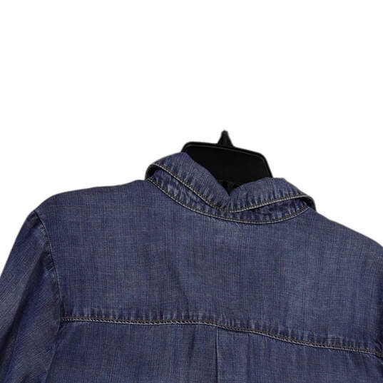 NWT Womens Blue Denim Long Sleeve Pockets Button Front Shirt Dress Size 2 image number 1