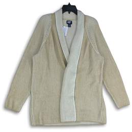 NEW Lands' End Womens Beige Knitted Open Front Cardigan Sweater Size 1X