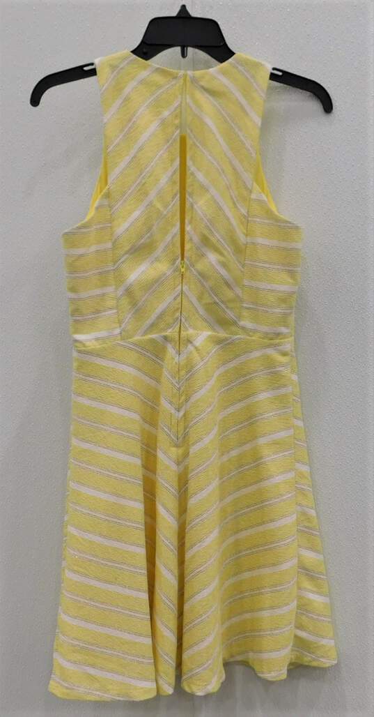 Mi Ami Womens Size S Yellow Striped Textured Sleeveless Dress Zip Back image number 2