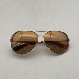 Womens Pink Frame Gold Lens Chelsea 5004 Brown Aviator Sunglasses With Case alternative image