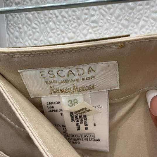 Escada Womens Tan 5-Pocket Design Straight Leg Ankle Pants Size 38 With COA image number 3