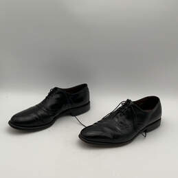 Mens Black Leather Cap Toe Wingtip Lace-Up Oxford Dress Shoes Size 10.5C