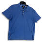 Womens Blue Striped Short Sleeve Spread Collar Golf Polo Shirt Size Medium image number 1