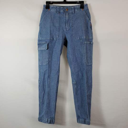 Duluth Trading Women Blue Cargo Jeans Sz 4 image number 1