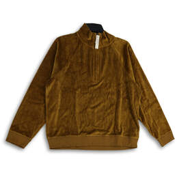 NWT Womens Golden Brown Velvet Long Sleeve Pullover Sweatshirt Size L