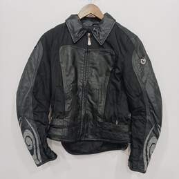 Hein Gericke Women's Black Leather & Nylon Full Zip Motorcycle Jacket Size 8