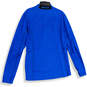Mens Blue Mock Neck 1/4 Zip Long Sleeve Activewear T-Shirt Size XL image number 3