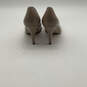 Womens Beige Patent Leather Open-Toe Slip-On Stiletto Heels Size 9.5 image number 5