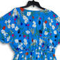 Womens Blue Floral Surplice Neck Short Sleeve A-Line Dress Size Large image number 4