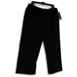 NWT Womens Black Flat Front Pockets Regular Fit Capri Pants Size XL