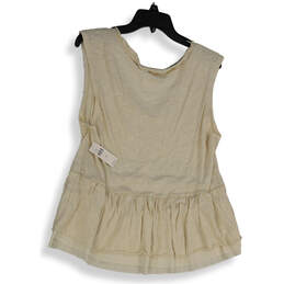 NWT Womens Beige Scoop Neck Ruffled Stretch Sleeveless Blouse Top Size M alternative image