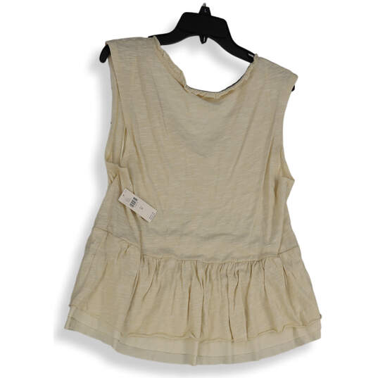 NWT Womens Beige Scoop Neck Ruffled Stretch Sleeveless Blouse Top Size M image number 2