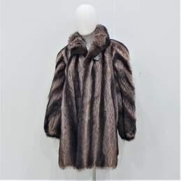 Vintage Tibor Furs Women's Raccoon Fur Coat W/ Large Chunky Buttons