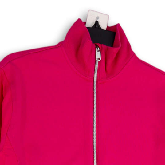 Womens Pink Short Sleeve Mock Neck Half Zip Pullover Sweatshirt Size XXS image number 3