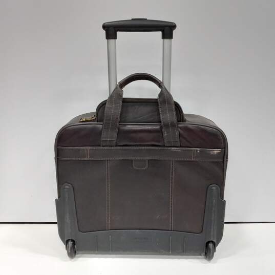 Leather Carryon Rolling Suitcase Luggage image number 2