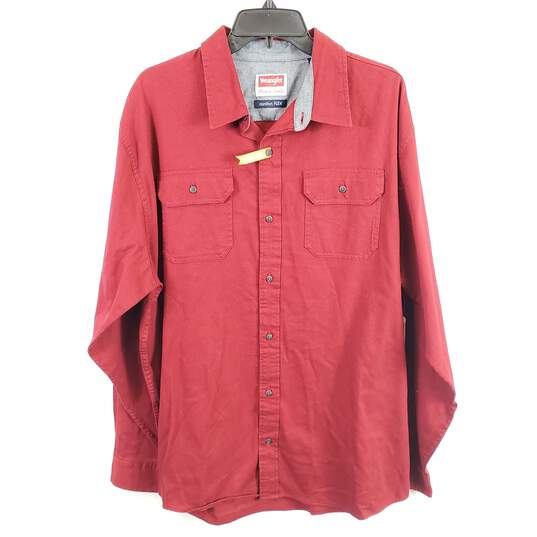 Wrangler Men Red Denim Button Up Shirt XLT NWT image number 1