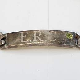 Sterling Silver Crystal Heavy Link ID ( E.R.C. ) Signet 9 In Bracelet 41.7g alternative image