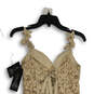 NWT Womens Gold Floral Lace Sweetheart Neck Sleeveless A-Line Dress Size 4 image number 4
