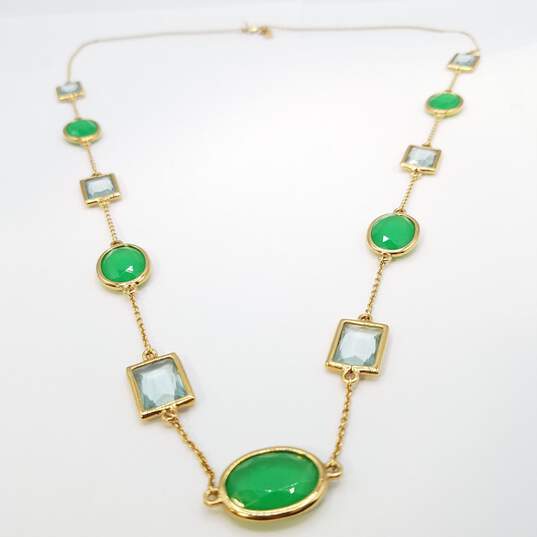 Kate Spade New York Gold Tone Faceted Gemstone Hancock Park Green 30in Necklace 27.8g image number 1