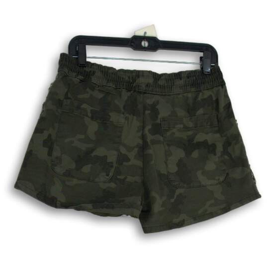 NWT Womens Green Camouflage Elastic Waist Drawstring Athletic Shorts Size M image number 2
