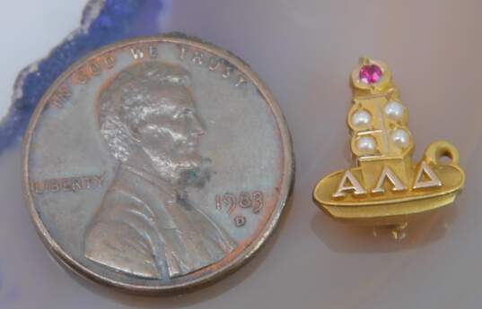 10K Gold Pink Spinel & Seed Pearls Alpha Lambda Delta Honor Society Pin 1.3g image number 3