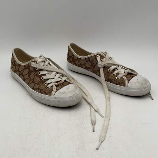 Coach Womens Brown White Empire Signature Cap Toe Lace-Up Sneaker Shoes Size 8.5 image number 2