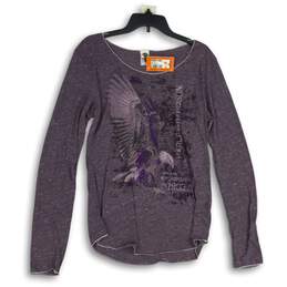 NWT Harley Davidson Womens Purple Long Sleeve Boat Neck Graphic T-Shirt Size XL