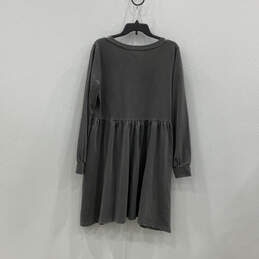 NWT Womens Gray Pleated Long Sleeve V-Neck A-Line Dress Size Large alternative image