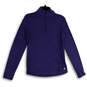 Womens Blue Mock Neck Long Sleeve 1/4 Zip Activewear T-Shirt Size Small image number 1